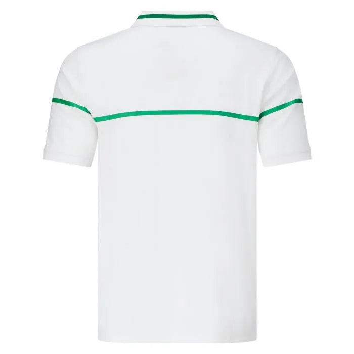 MEN'S CHEST STRIPE 'W' PRINT POLO SHIRT- WHITE