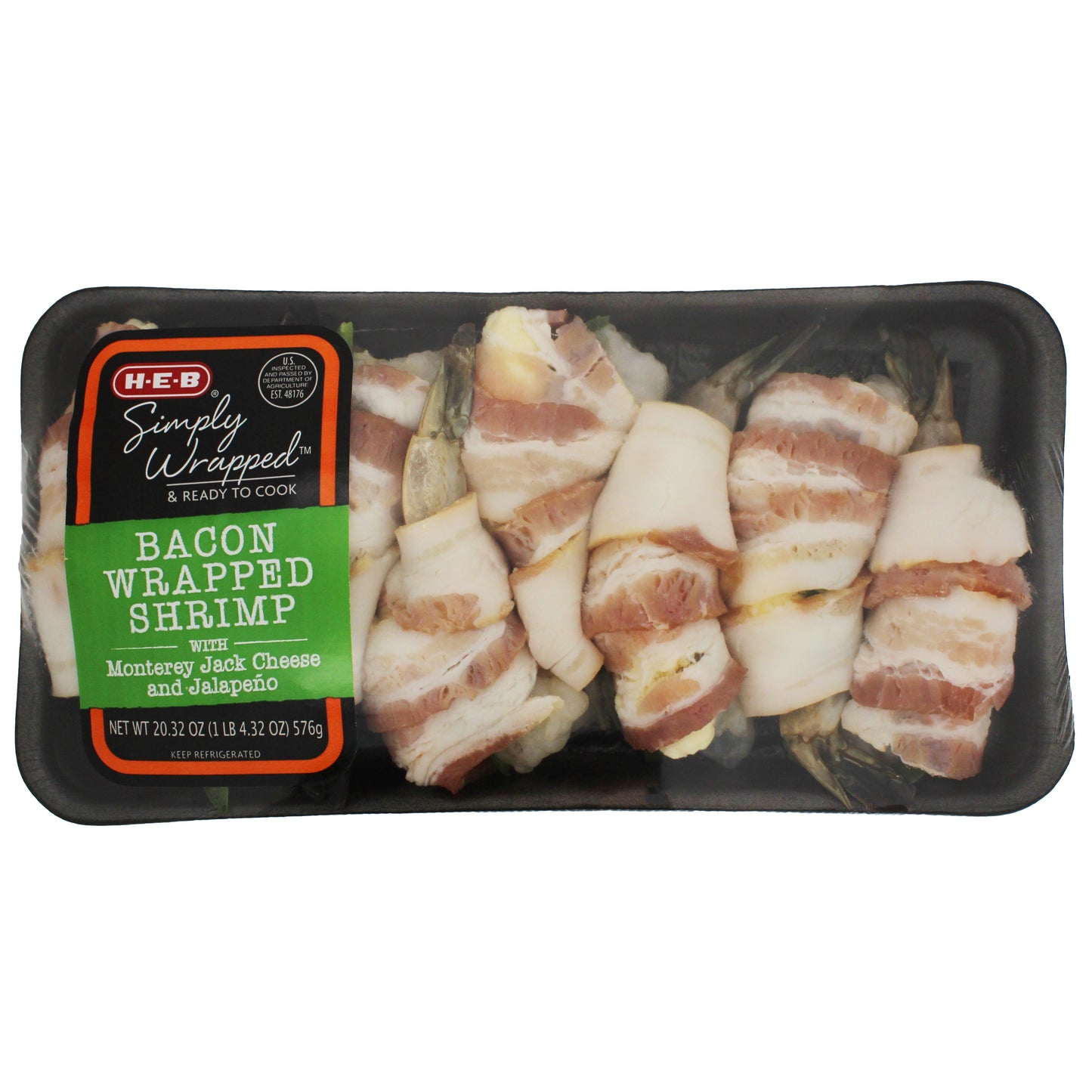 H‑E‑B Bacon Wrapped Shrimp Poppers with Monterey Jack Cheese and Jalapeno