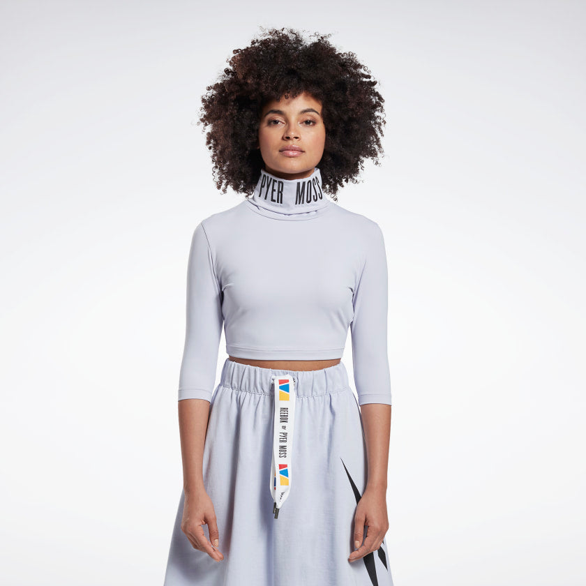 Reebok By Pyer Moss Embroidered Cropped Mock Neck Sweatshirt