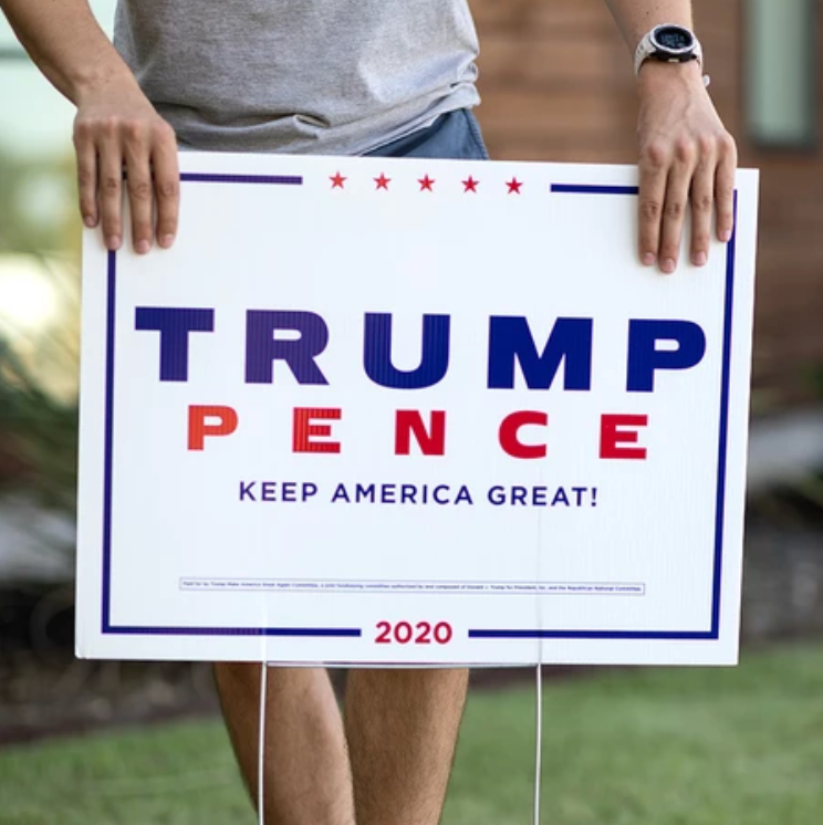 Trump Campaign - Official Trump-Pence 2020 Yard Sign - White - Set of 2