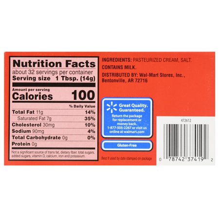 Great Value Sweet Cream Salted Butter, 4 count, 16 oz