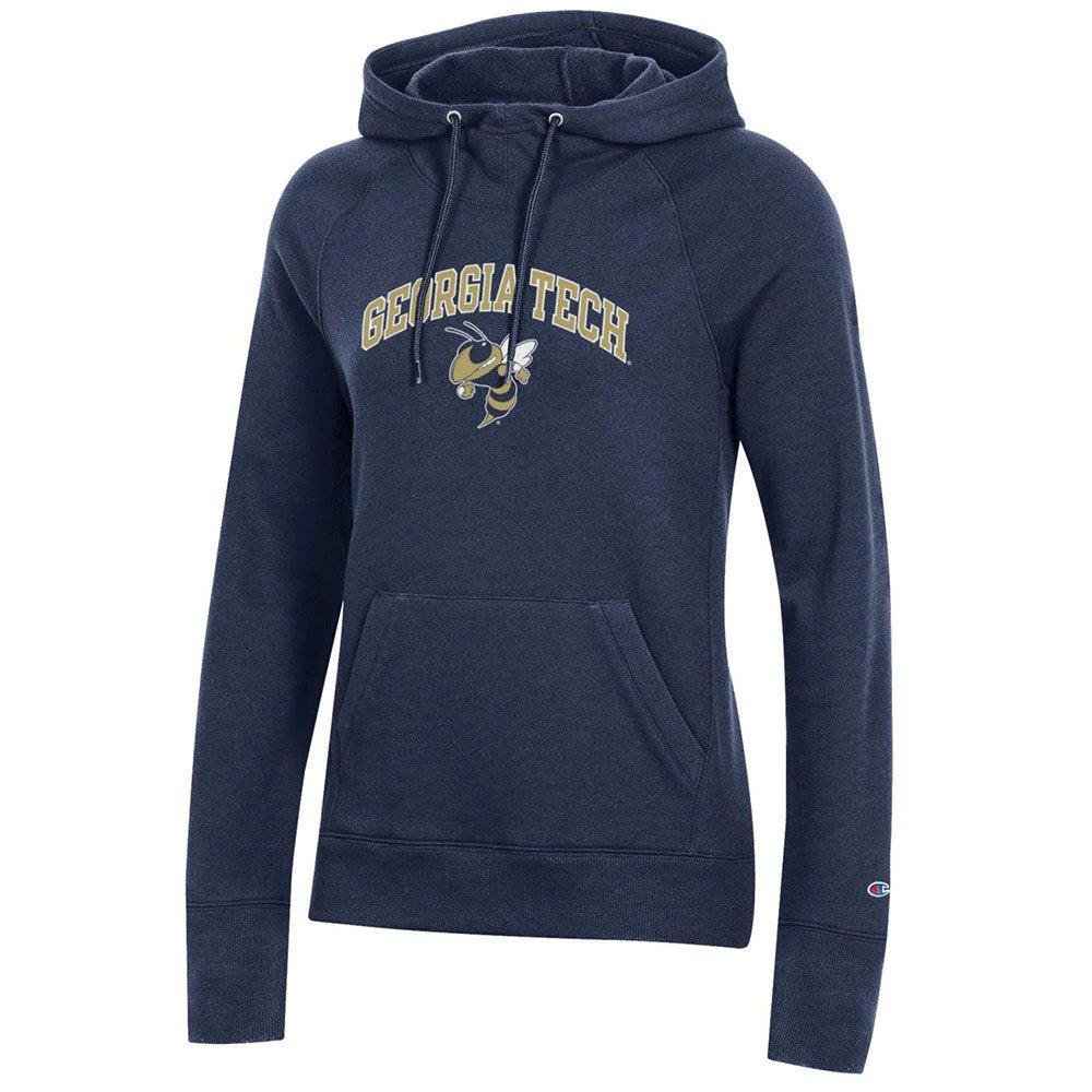 Ladies Georgia Tech Curved Yellow Jacket Hooded Sweatshirt
