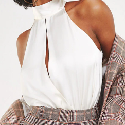 ZENDAYA SATIN TIE-NECK BODY