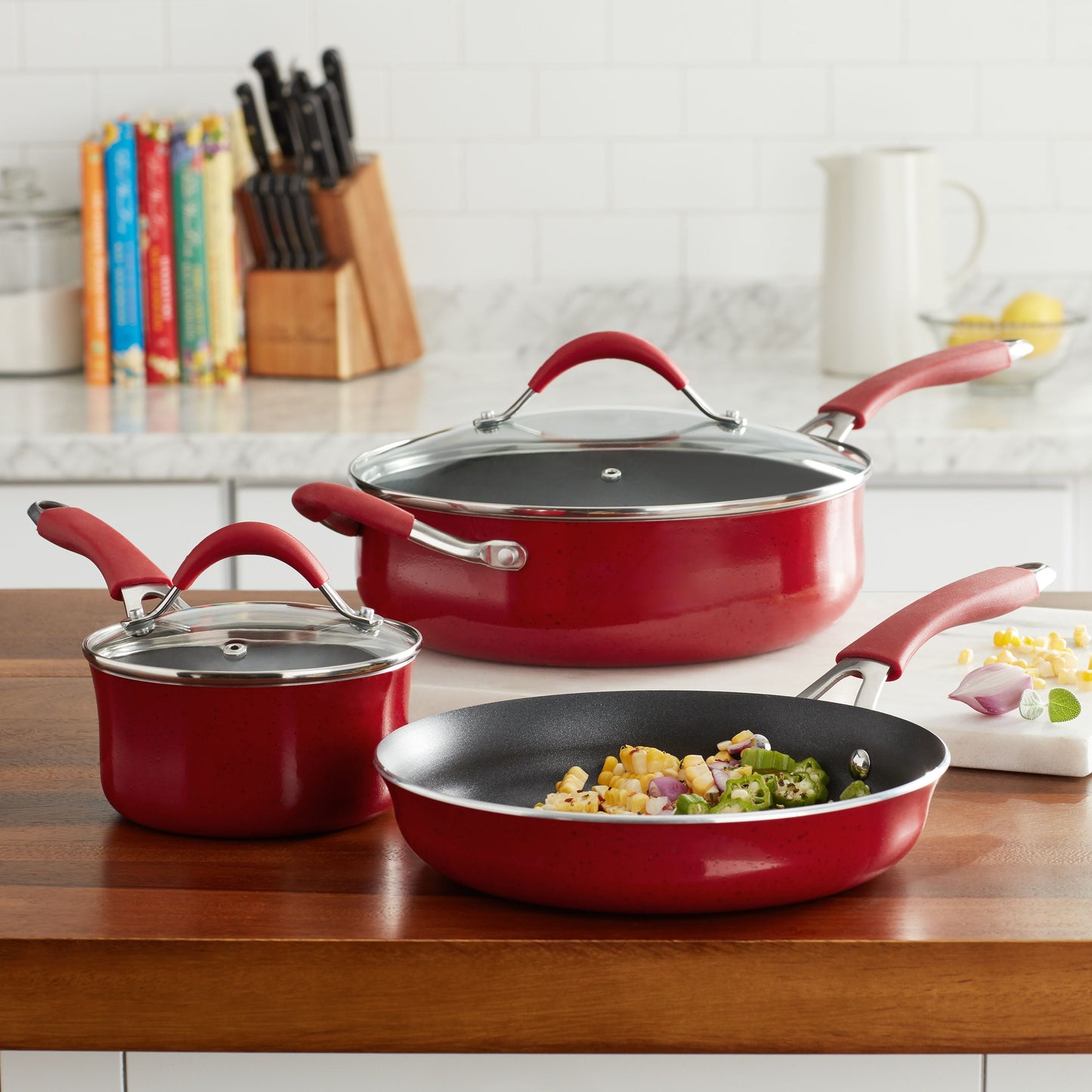 The Pioneer Woman Frontier 5-Piece Cookware Set, Red