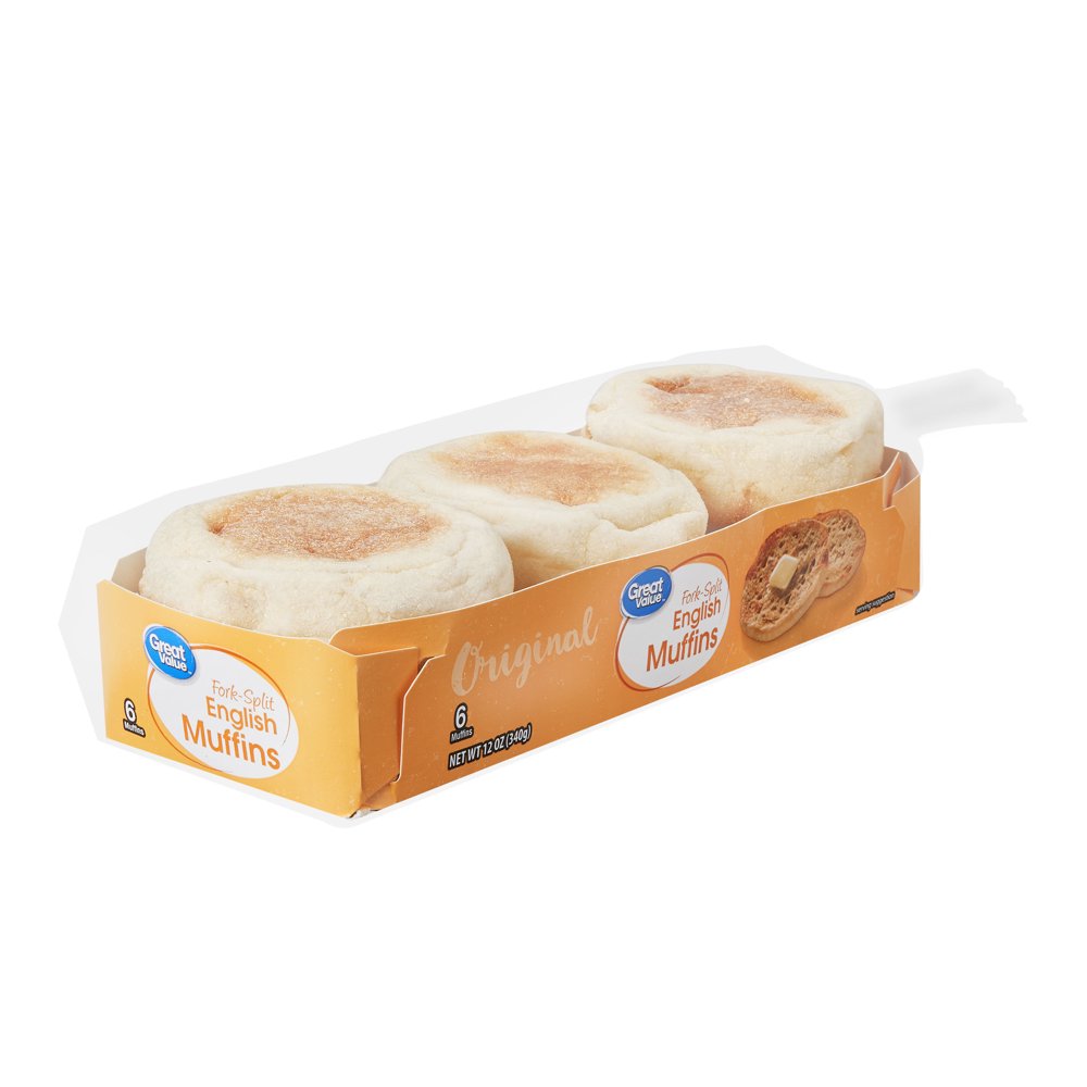 Great Value Original Fork Split English Muffins, 6 count