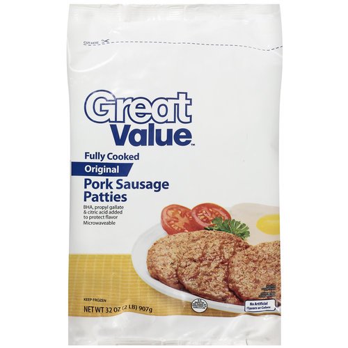 Great Value Original Pork Sausage Patties, 32 Oz
