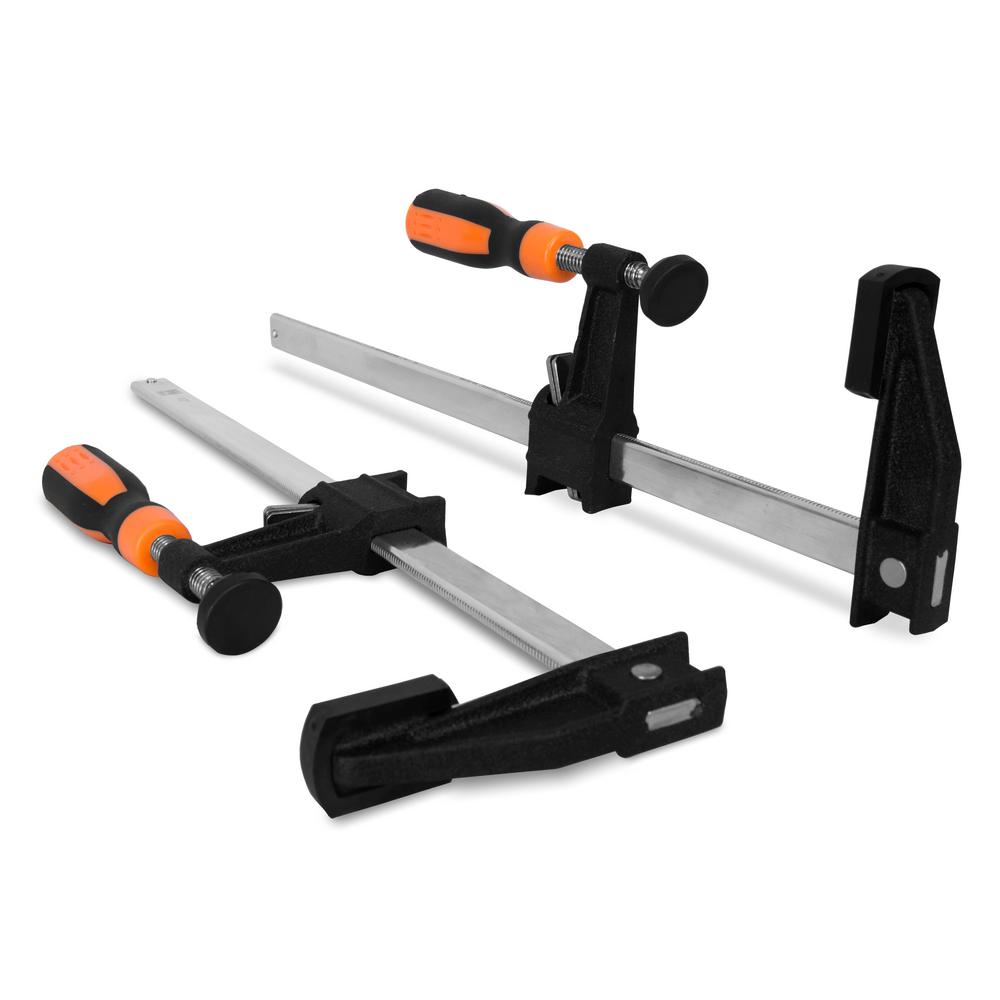 12 in. x 2.5 in. Quick-Adjust Steel Bar Clamps with Throat and Micro-Adjustment Handle (2-Pack)