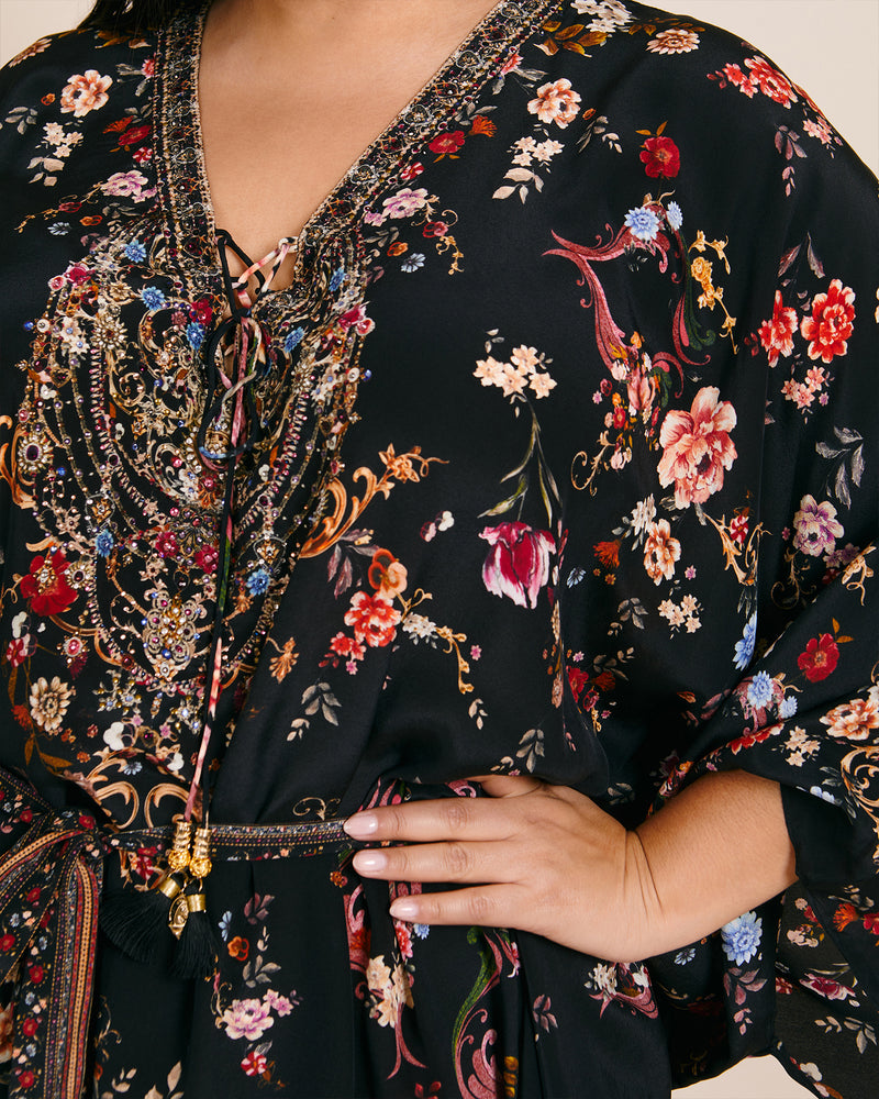 Split Hem Lace Up Kaftan