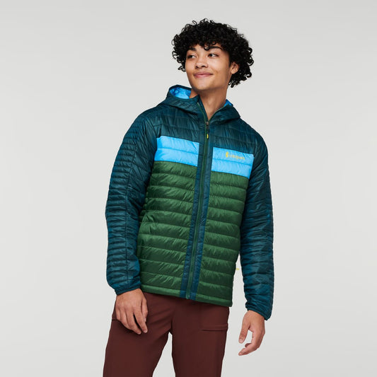 Capa Insulated Hooded Jacket - Men's, Deep Ocean/Forest, Model Xavier