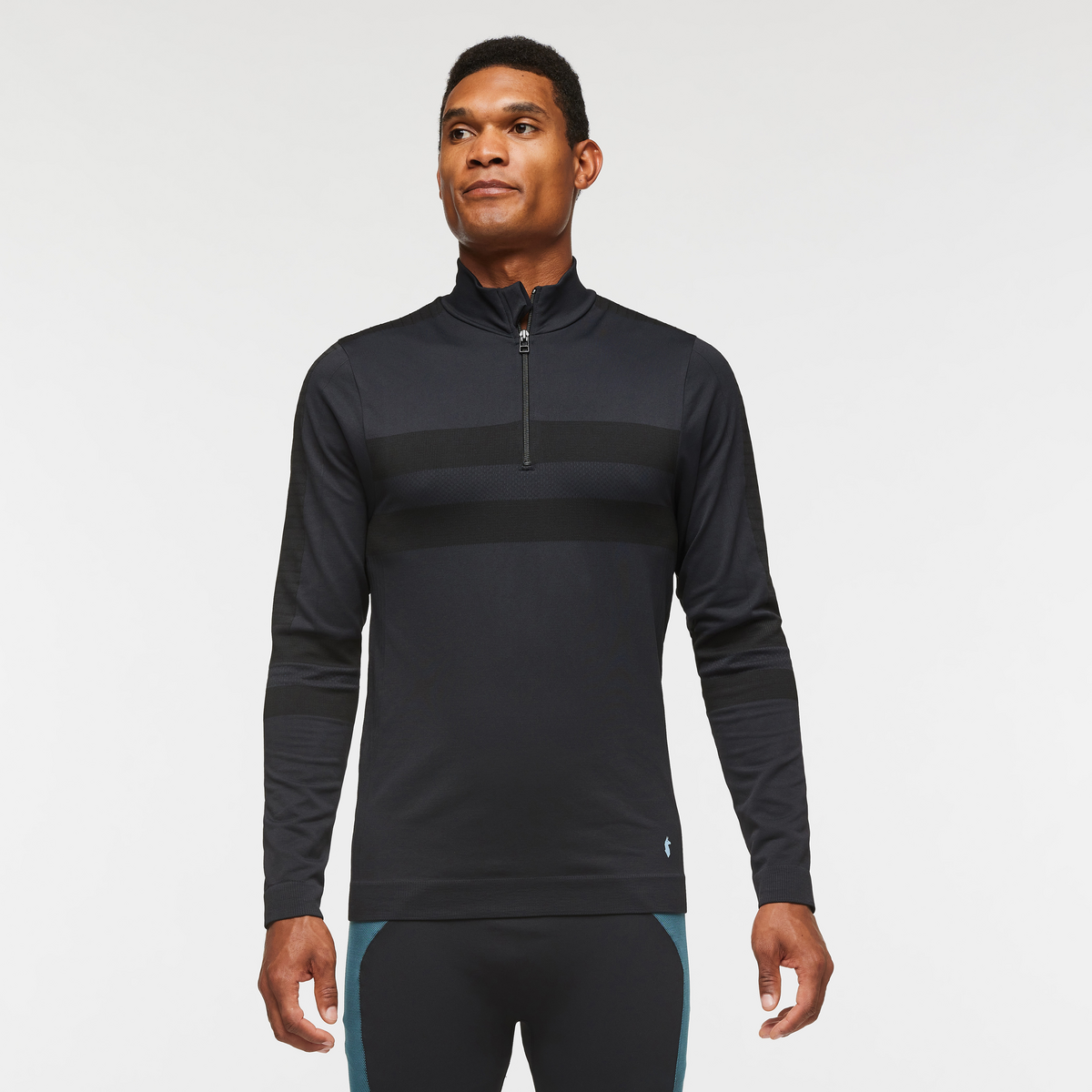 Debajo Seamless Baselayer Quarter-Zip - Men's, Black, Model Jason