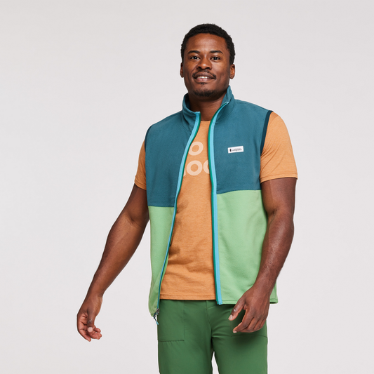 Amado Fleece Vest - Men's, Deep Ocean/Kelp, Model Jeremy