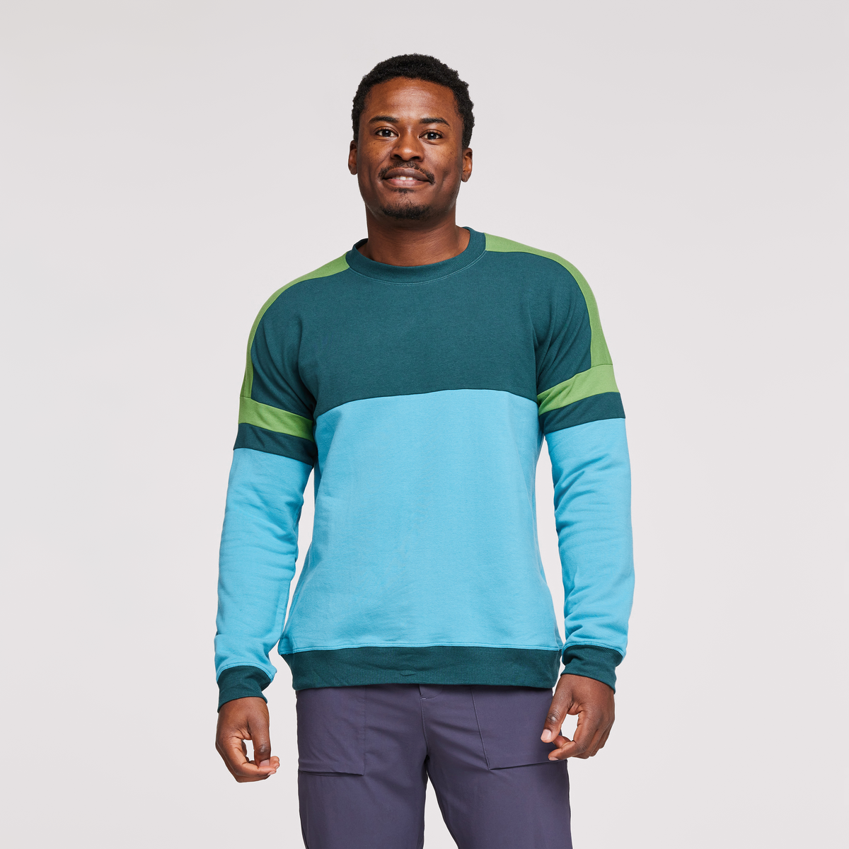 Bandera Sweatshirt - Men's, Deep Ocean/Poolside, Model Jeremy