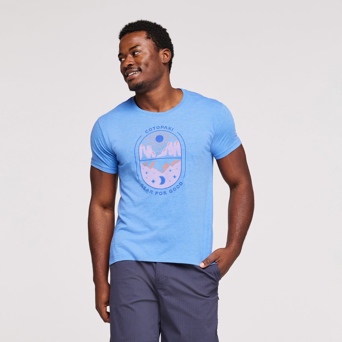 Day and Night Organic T-Shirt - Men's, Lupine, Model Jeremy