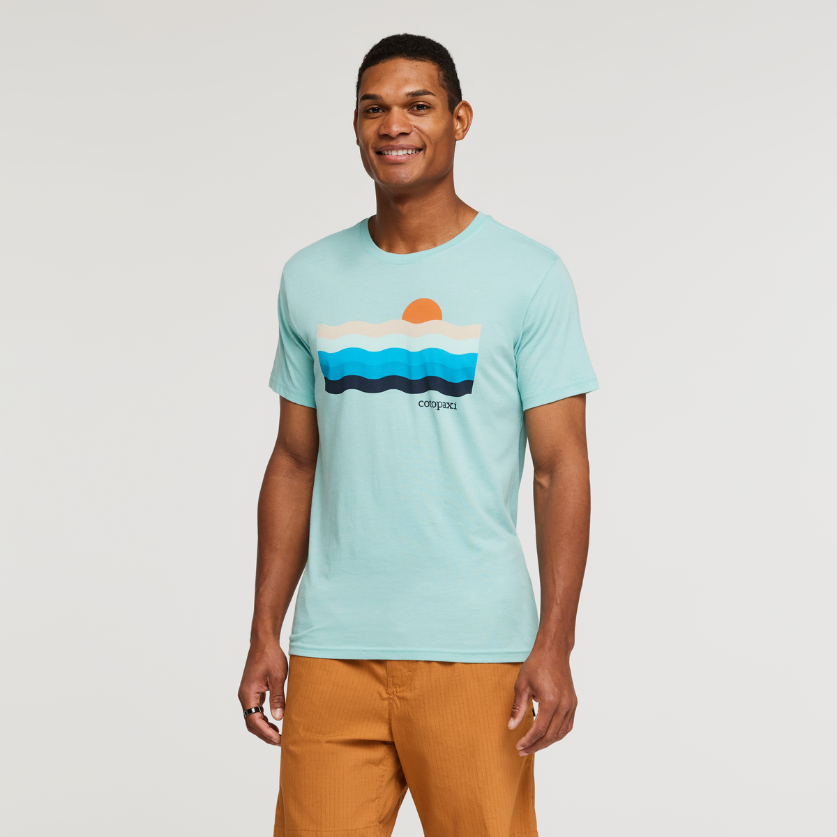 Disco Wave Organic T-Shirt - Men's, Sea Glass, Model James