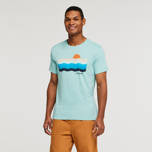 Disco Wave Organic T-Shirt - Men's, Sea Glass, Model James