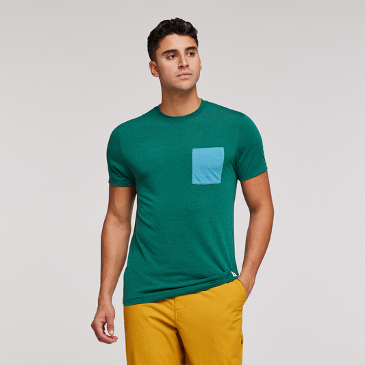 Paseo Travel Pocket T-Shirt - Men's, Greenery, Model Munther