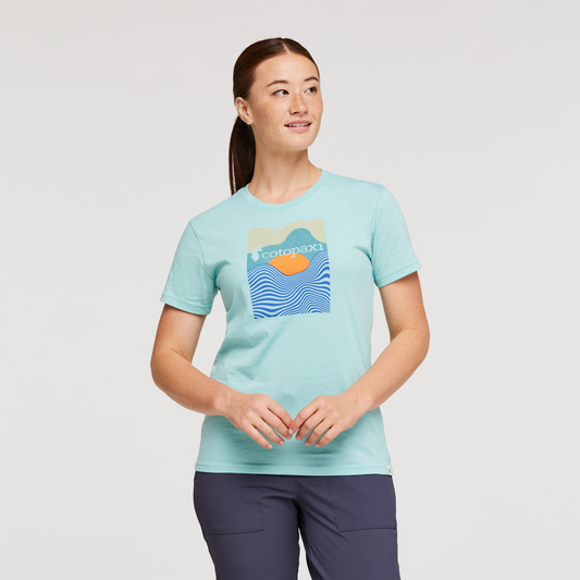 Cotopaxi Vibe Organic T-Shirt - Women's, Sea Glass, Model Aya