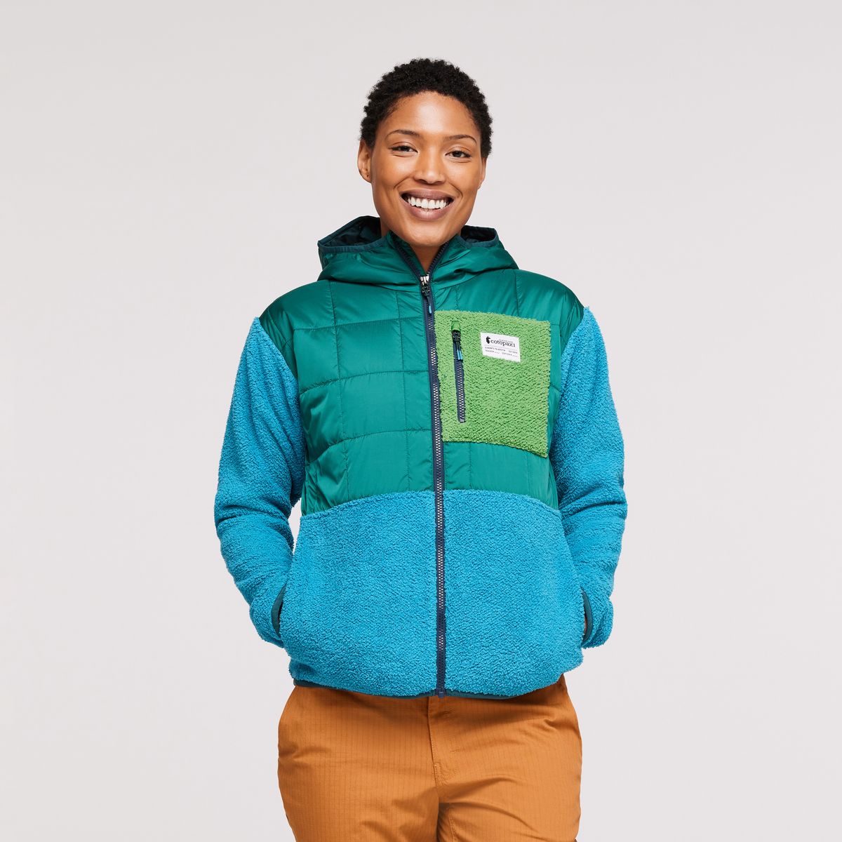  Trico Hybrid Jacket - Women's, Greenery/Poolside, Model Callie