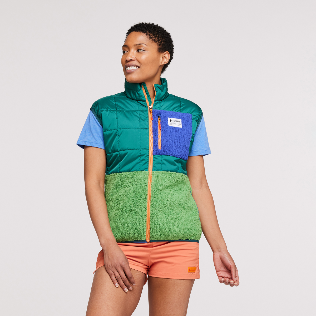 Trico Hybrid Vest - Women's, Greenery/Kelp, Model Callie