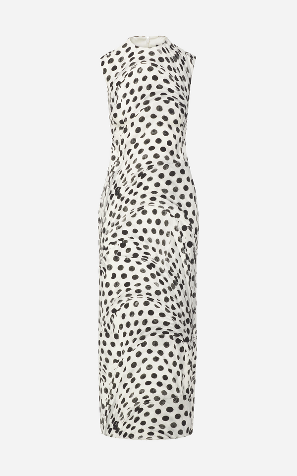 Audrey Dot Sheath Dress - Black on White Polka Dots