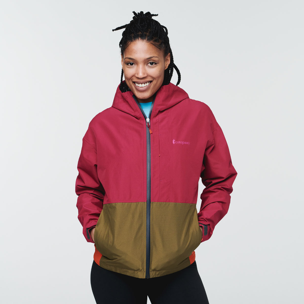 Cielo Rain Jacket - Women's, Raspberry, Model Callie