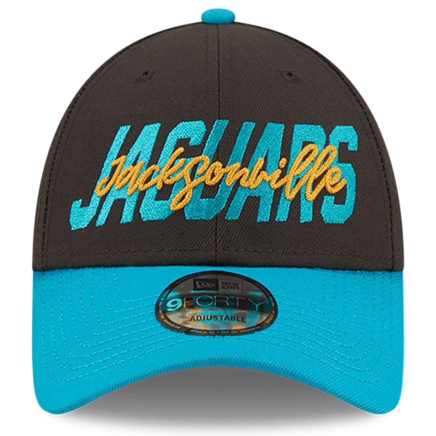 Men's Jacksonville Jaguars New Era Black/Teal 2022 NFL Draft 9FORTY Adjustable Hat