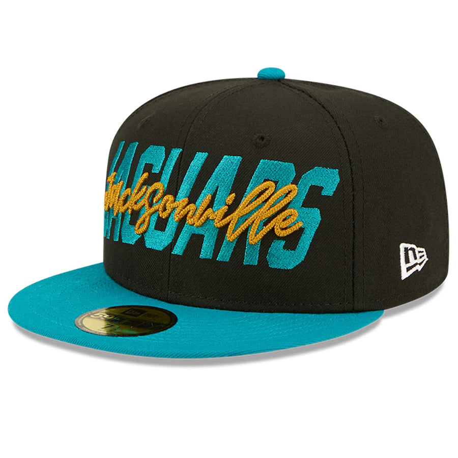 Men's Jacksonville Jaguars New Era Black/Teal 2022 NFL Draft On Stage 59FIFTY Fitted Hat