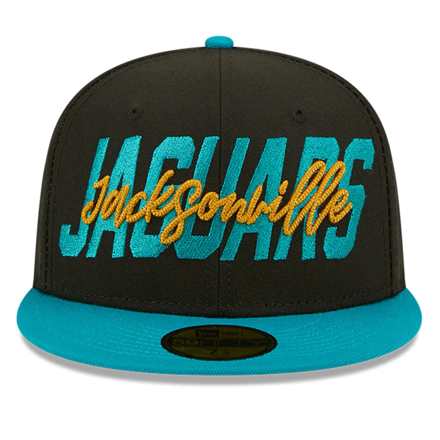 Men's Jacksonville Jaguars New Era Black/Teal 2022 NFL Draft On Stage 59FIFTY Fitted Hat