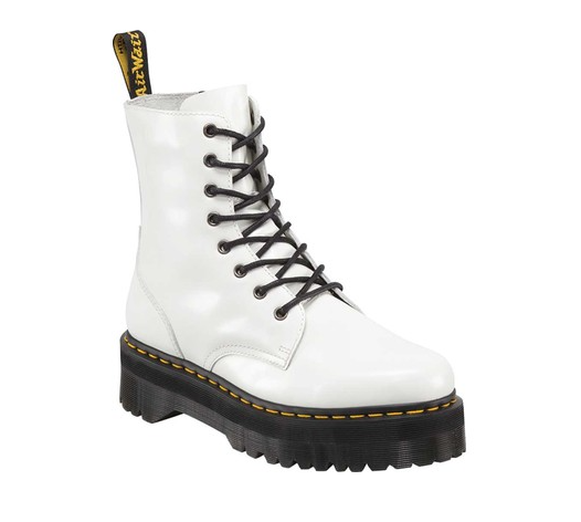 Dr. Martens Jadon 8-Eye Boot - White Polished Smooth Leather