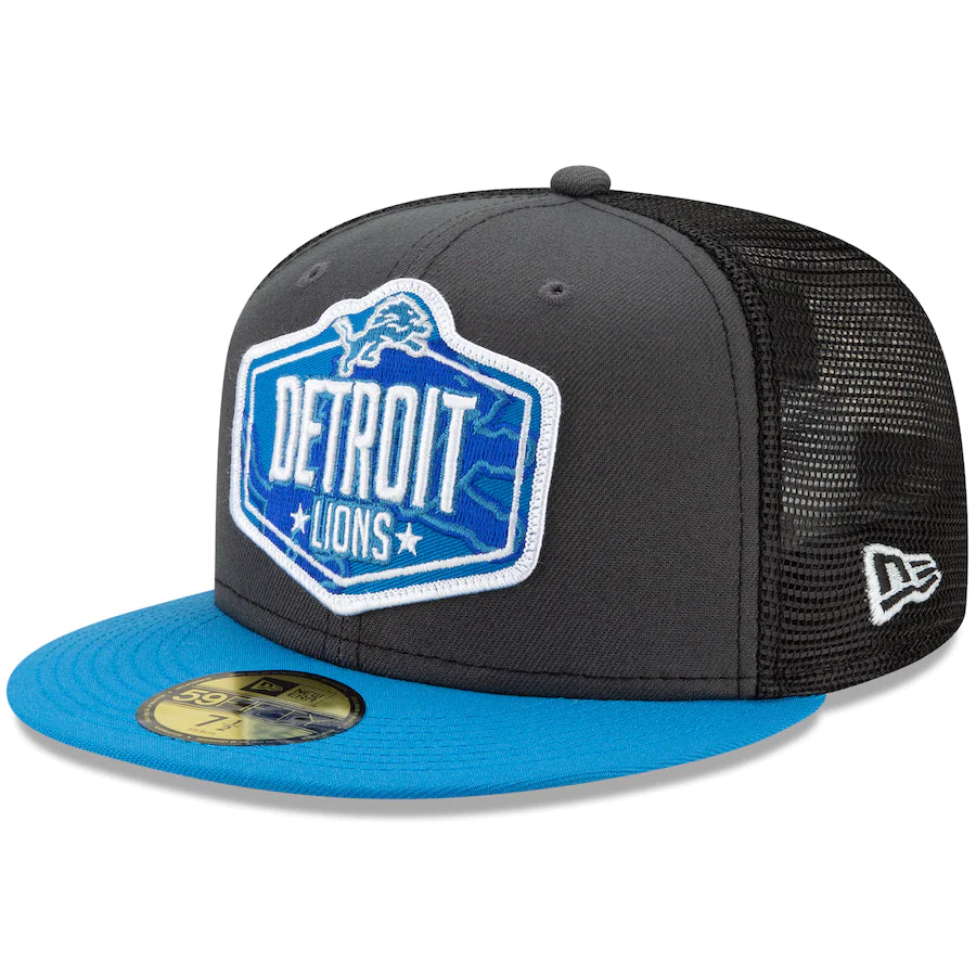Men's Detroit Lions New Era Graphite/Blue 2021 NFL Draft On-Stage 59FIFTY Fitted Hat