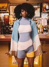 Angela Color Block Short Sleeve Biketard