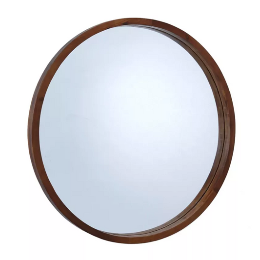 CANVAS Mina Round Wood Mirror, 30-in