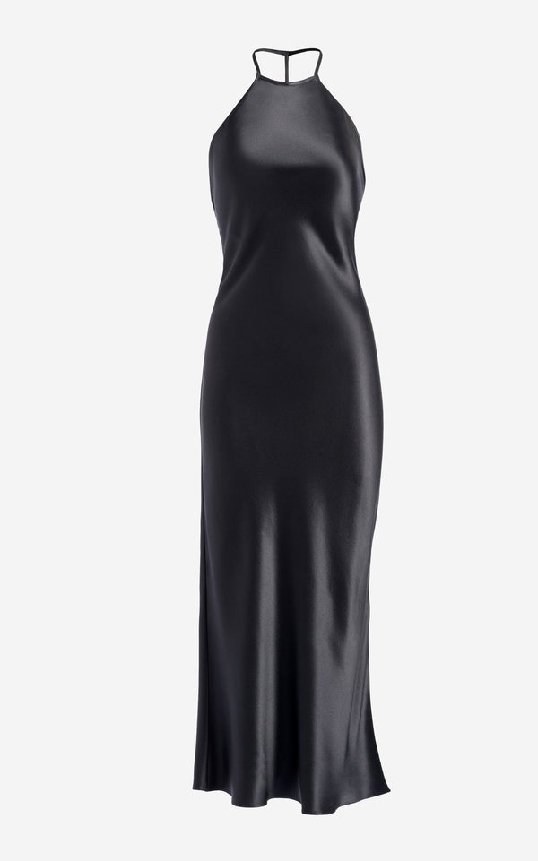 Silk Cocktail Dress with String T-Strap Back