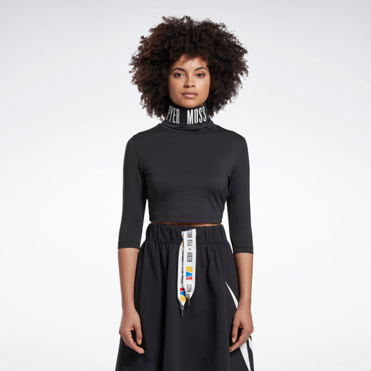 Reebok By Pyer Moss Embroidered Cropped Mock Neck Sweatshirt