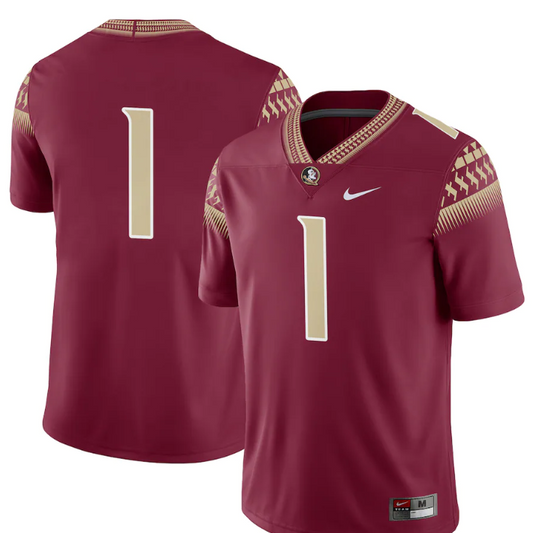 Men's Nike #1 Garnet Florida State Seminoles Football Game Jersey