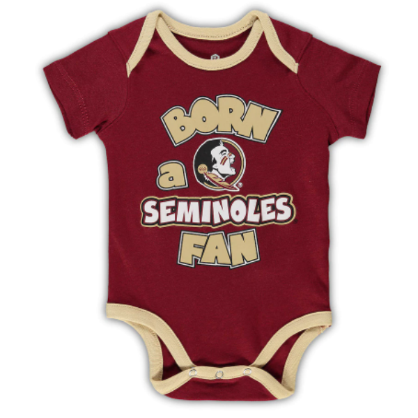 Newborn & Infant Garnet/Gold/Heathered Gray Florida State Seminoles Born A Fan Three-Piece Bodysuit Set