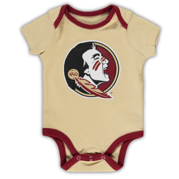 Newborn & Infant Garnet/Gold/Heathered Gray Florida State Seminoles Born A Fan Three-Piece Bodysuit Set