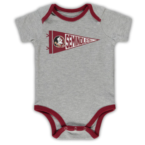 Newborn & Infant Garnet/Gold/Heathered Gray Florida State Seminoles Born A Fan Three-Piece Bodysuit Set