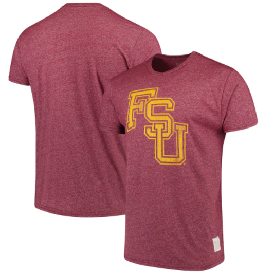 Men's Original Retro Brand Garnet Florida State Seminoles Interlocking School Logo Mock Twist T-Shirt