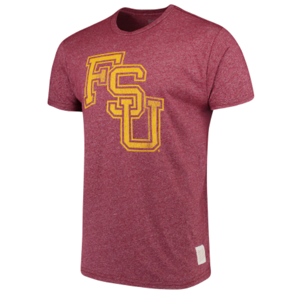 Men's Original Retro Brand Garnet Florida State Seminoles Interlocking School Logo Mock Twist T-Shirt