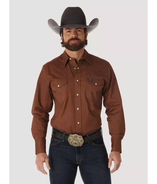 PREMIUM PERFORMANCE ADVANCED COMFORT COWBOY CUT® LONG SLEEVE SPREAD COLLAR SOLID SHIRT IN DENIM