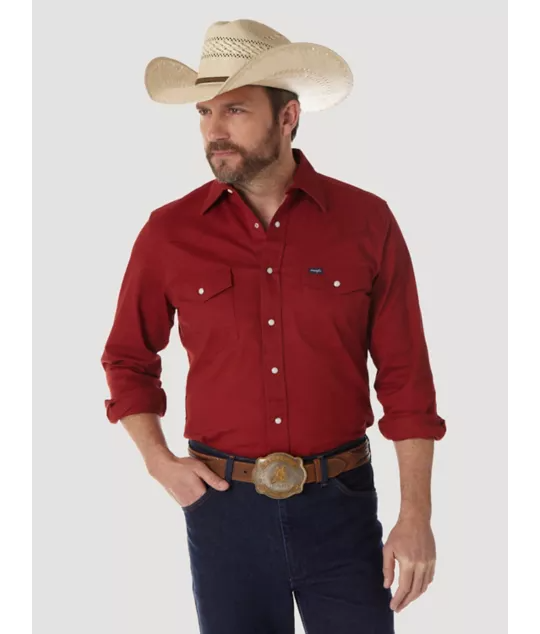 PREMIUM PERFORMANCE ADVANCED COMFORT COWBOY CUT® LONG SLEEVE SPREAD COLLAR SOLID SHIRT IN DENIM