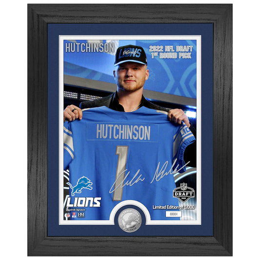 Detroit Lions Aidan Hutchinson Highland Mint 2022 NFL Draft First Round Pick 13'' x 16'' Silver Coin Photo Mint