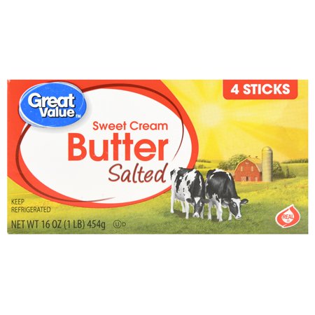Great Value Sweet Cream Salted Butter, 4 count, 16 oz