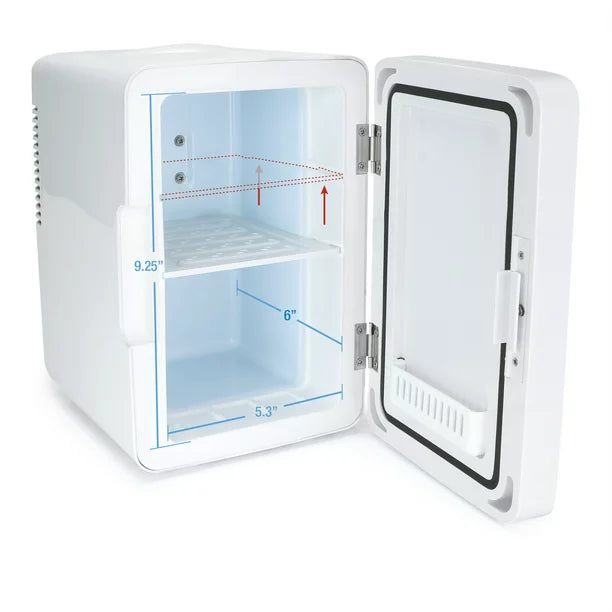 Personal Chiller LED Lighted Mini Fridge with Mirror Door Refrigerator