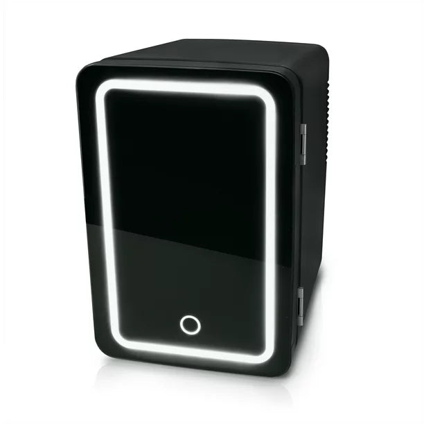 Personal Chiller LED Lighted Mini Fridge with Mirror Door Refrigerator