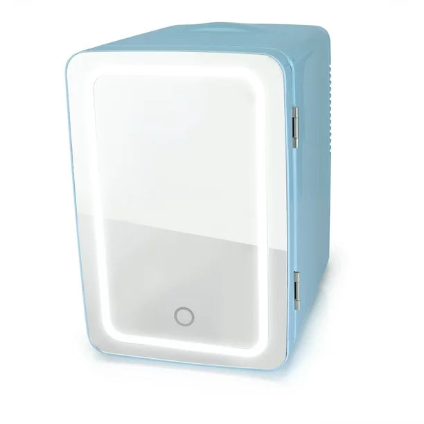 Personal Chiller LED Lighted Mini Fridge with Mirror Door Refrigerator