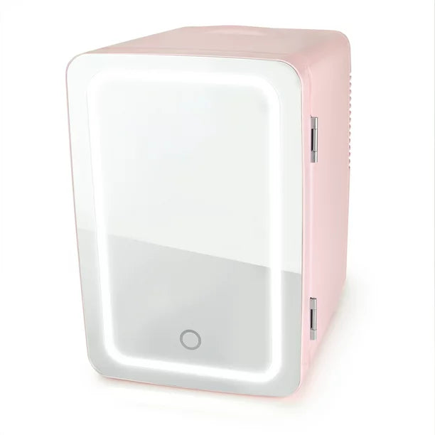 Personal Chiller LED Lighted Mini Fridge with Mirror Door Refrigerator