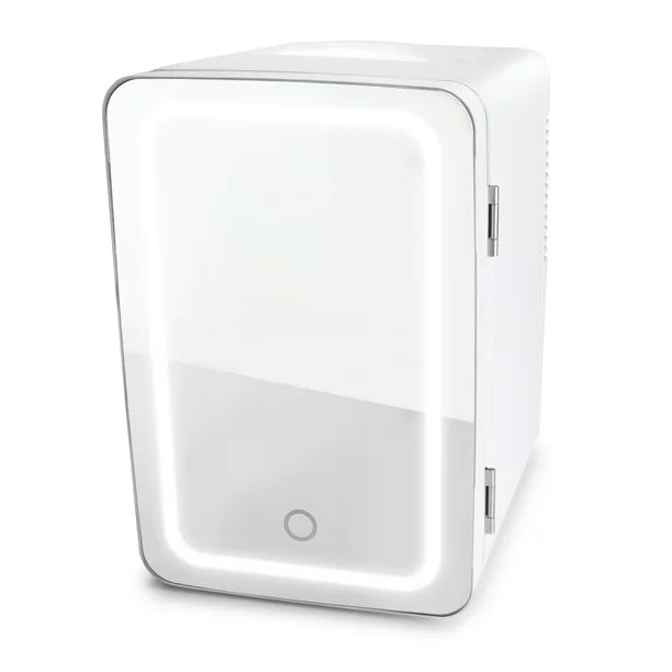 Personal Chiller LED Lighted Mini Fridge with Mirror Door Refrigerator