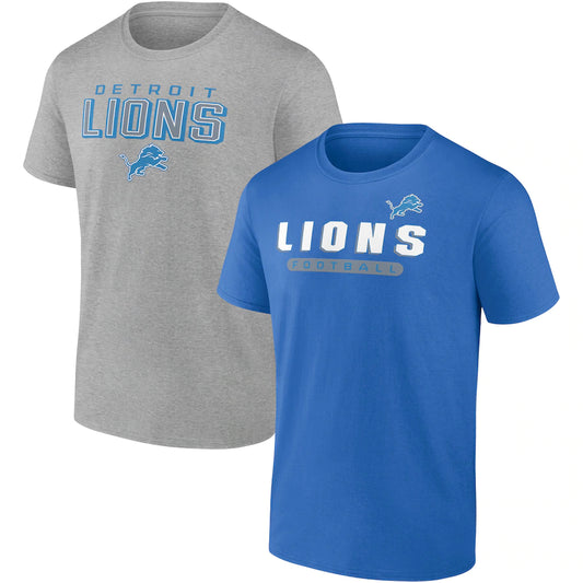 Men's Detroit Lions Fanatics Branded Blue/Heathered Gray T-Shirt Combo Pack